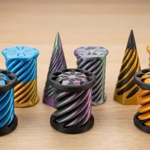 Fidget 3-Pack: Adult ADHD Focus & Desk Toy | Pass-Thru Pyramid, Nugget, and Interlocking Spiral | 3 Color Combinations