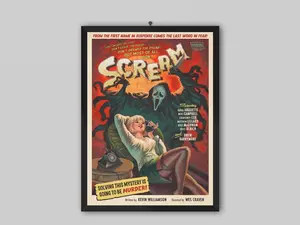 Scream Movie Poster, Vintage Horror Wall Art, Classic Wes Craven Slasher Film Print, Sophisticated Retro Cinema Decor, Unframed Print Only