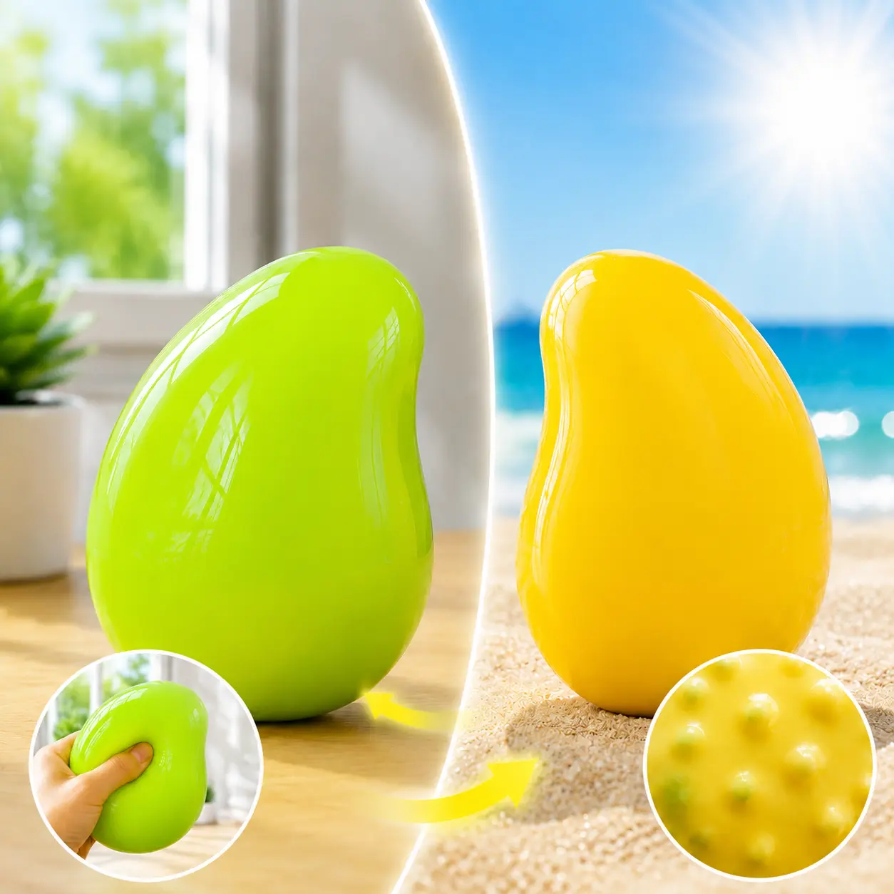 Crunchy Color-Changing Crispy Mango Stress Ball Squeeze Toy Squishy Crispy Mango Squishy Fidget Ball,  Sensory Stress Relief Toy