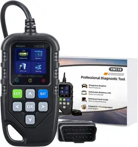 Nilight YM119 Portable Mini OBD2 Scanner - Pocket-Sized Color Screen Automotive Scan Tool, Car Code Reader, Car Battery Tester, Voltage Monitor, Compact Plug-and-Play Engine Fault Diagnostic for Emergency Roadside Checks, Worldwide Compatibility