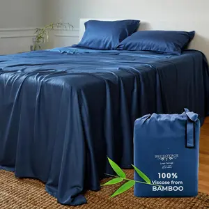 Premium 100% Viscose derived from Bamboo King Bed Sheet Set - Cooling Bedding for Ultimate Comfort - Soft Luxury Sheets & Pillowcases - Soothing & Breathable (Indigo)