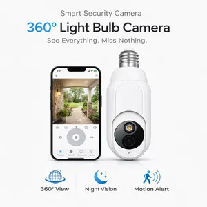 Instavision 3MP Smart AI Light Bulb Camera with 911 Alarm Monitoring Full Color Night Vision Easy Installation Motion Detection Two-Way Audio 5G/2.4G Dual-WiFi US Local Cloud Cord Safety Socket