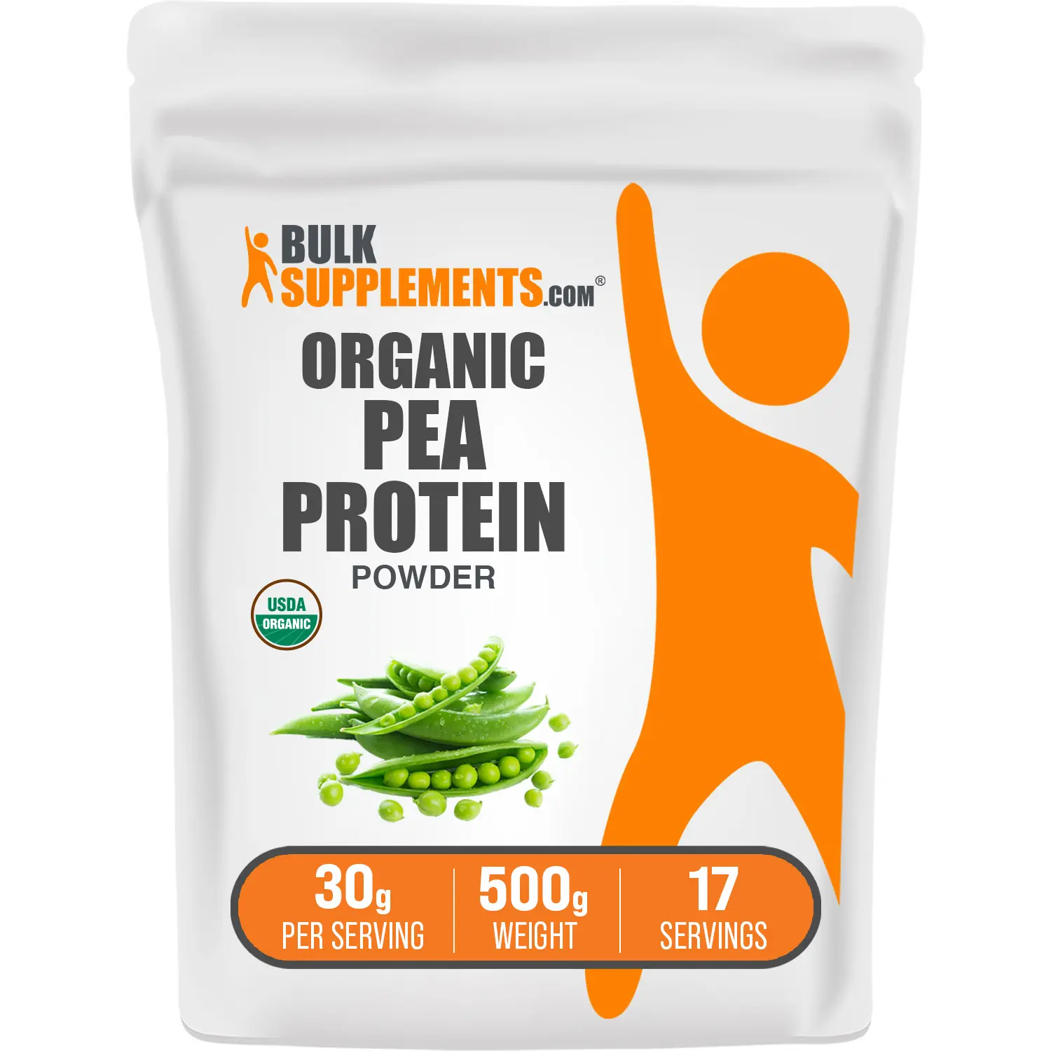 BulkSupplements Organic Pea Protein Isolate Powder -  Edible - Amino Acids - Vegan Protein Powder - 500g - 30g per Serving