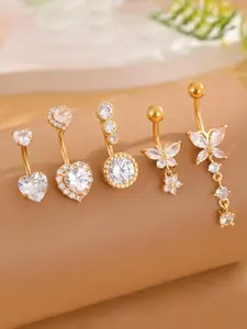 Women's Elegant Heart & Butterfly & Flower Design Belly Rings, Belly Hoops, Cute Trendy Belly Piercing Jewelry, Fashion Body Jewelry, Navel Piercing Jewelry for Party & Daily Decor