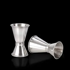 304 Stainless Steel Double Jigger 0.5 & 1 oz 15ml & 30ml Measuring Cup Quickly Accurately Measure Liquor, Cocktail Jigger with Round Edge Thin Waist for Comfort Holding
