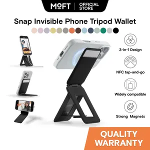 MOFT Phone Tripod Wallet, MagSafe Wallet Tripod Stand 3 in 1, NFC-Supported Phone Wallet, Pocket-Size Selfie Stick, MOVAS Vegan Leather & Adjustable Angle Card Holder