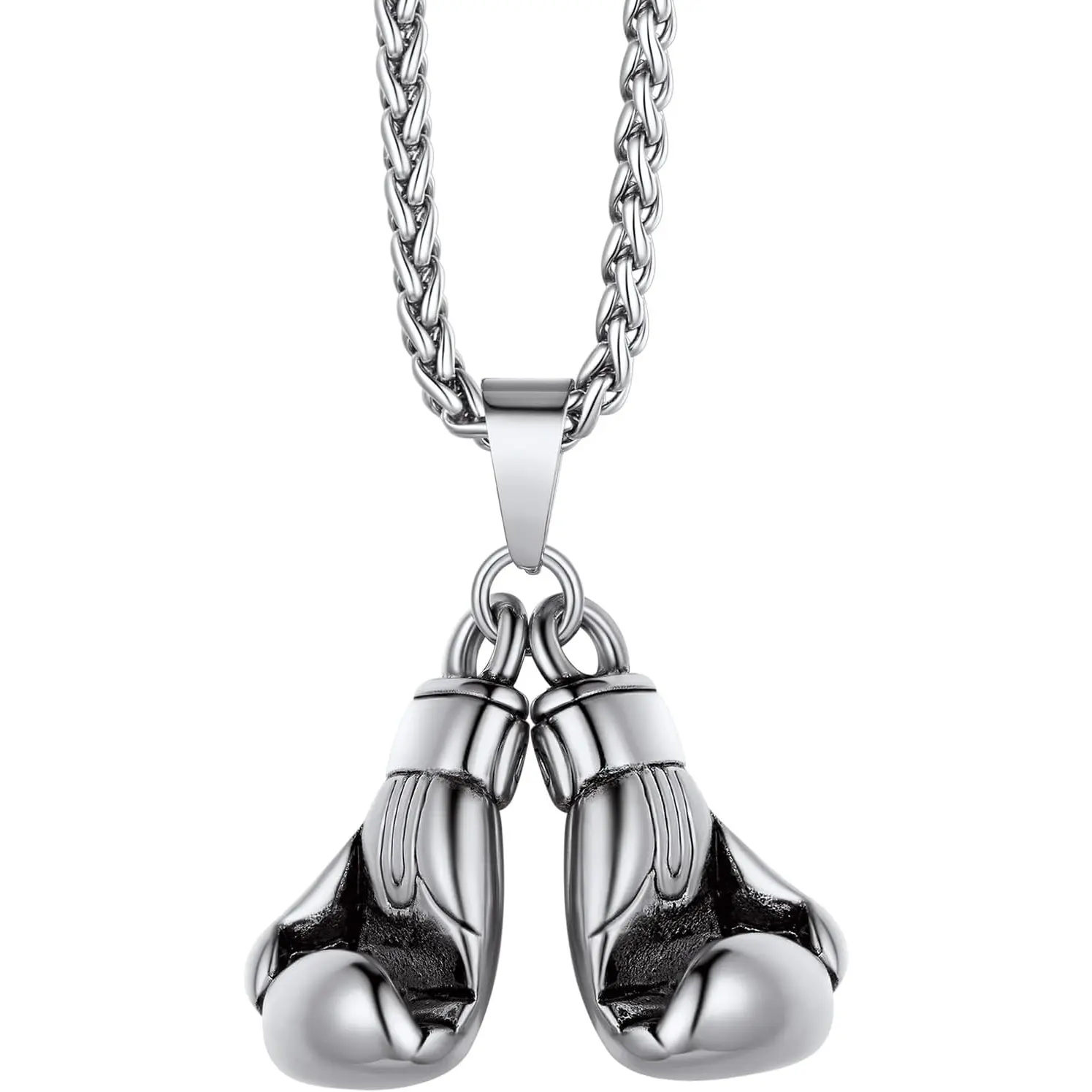 3D Football/Basketball/Soccer/Baseball Ball Boxing Glove Cool Necklaces Pendant for Men, 316L Stainless Steel Sneaker Chain,Trendy Sport Fan Hip Pop Jewelry