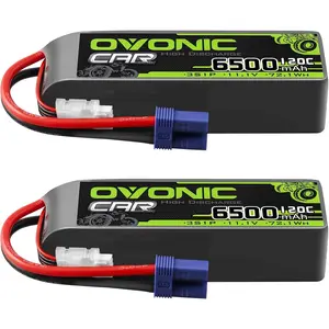 OVONIC 3S LiPo Battery 11.1V 6500mAh 120C with EC5 Plug  for ARRMA 6S FELONY MOJAVE RC Hobby RC car(2 Packs)