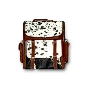 Cowhide Hair-On Leather Backpack | 14 in x 13 in x 7 in