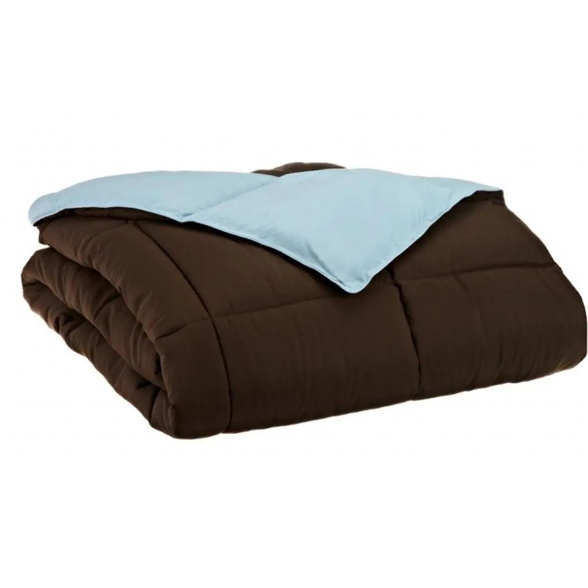 212 MAIN Reversible Down Alternative Comforter - Full/Queen Size, Chocolate/Sky Blue, All-Season, Hypoallergenic Bedding for Cozy Sleep Warmth