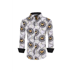 Mens Luxury Brand Printed Silk Like Shirts-HLS2002L-512