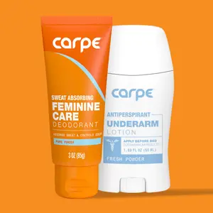 Sweat-Free Duo for Women - Sweat Absorbing Feminine Care Deodorant + Antiperspirant Underarm Lotion - Premium Scents - Choose from Coconut Vanilla, Vanilla Peach, Pure Powder, Lavender Citrus & More - Comfort Down There  Scented Cosmetic Aroma