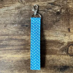 Turquoise Hearts Fabric Keychain Wristlet