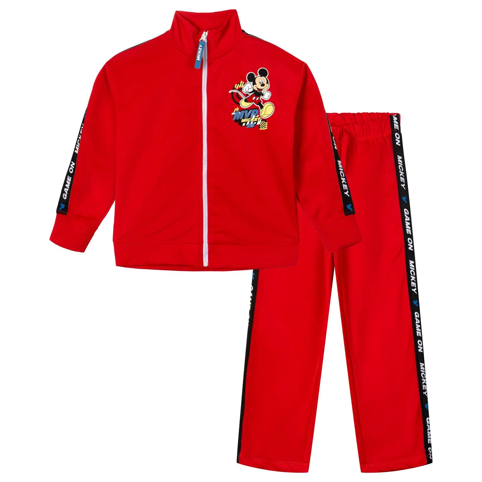 Disney Boys' Athletic 2-Piece Tracksuit - Tricot Blend Mickey Print Zip-Up Long-Sleeve Jacket, Tracksuit Pants with Relaxed Shoulders, Adjustable Waist, Zipper, Kids Clothing Boys, Clothes Kids, Athletic Set, Sporty Design