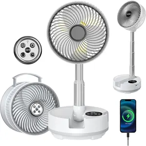 Portable Travel Fan, Foldable Standing Fan for Bedroom, 112H Run & 9 Speeds, Rechargeable Fan With Timer & Remote, Collapsible Oscillating Fan for Travel Cruise Essential  RV Outdoor Power Outage
