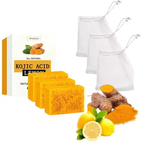 Natural Turmeric Extract Lemon Turmeric Soap - Hydrating Body Wash for Adults, Deep Cleansing, Moisture-Boosting, Refreshing, Gentle on All Skin Types, 24-Month Shelf Life Daily Bath Care