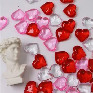 50 Acrylic Heart-Shaped Plastic Gems, Valentine's Day Table Scattering Decorations, Multi-Style Decoration, Vase Filler, Heart Charm Decor