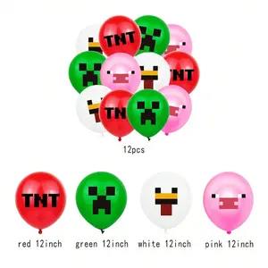10pcs Multi-Color Theme Balloons Set, Christmas Party Decorations, Pixel Game Style Holiday Balloons, Perfect for Festive Events, Balloon Decorations Kit