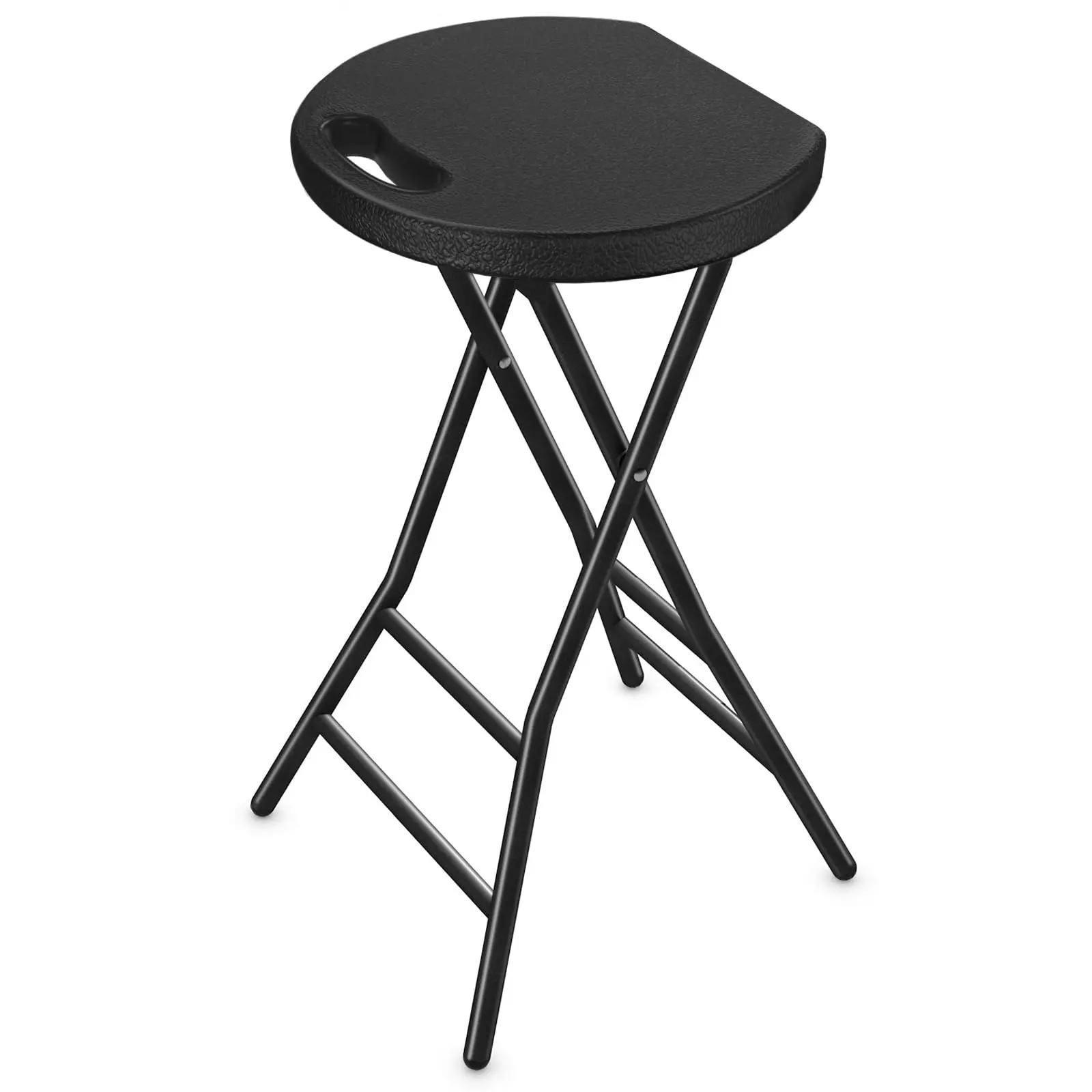 Rfiver Portable Folding Stool - 24 in Tall Backless Armless Single Person Folding Bar Stool with Handle, Metal Frame, 24 Inch