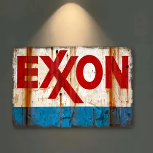 Aluminum Vintage Artistic Wall Art Room Decor Indoor Decoration Exxon Oil Gas Station Sign Aluminum Retro Style