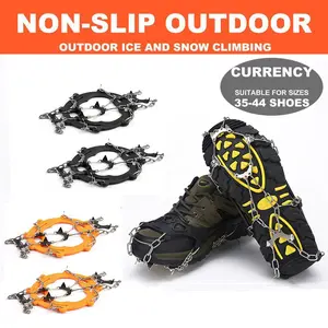 Ice Cleats for Shoes and Boots 8-Claw Anti-Slip Traction Snow Grips with Stainless Steel Chain for Men Women Lightweight Crampons for Winter Hiking and Commuting