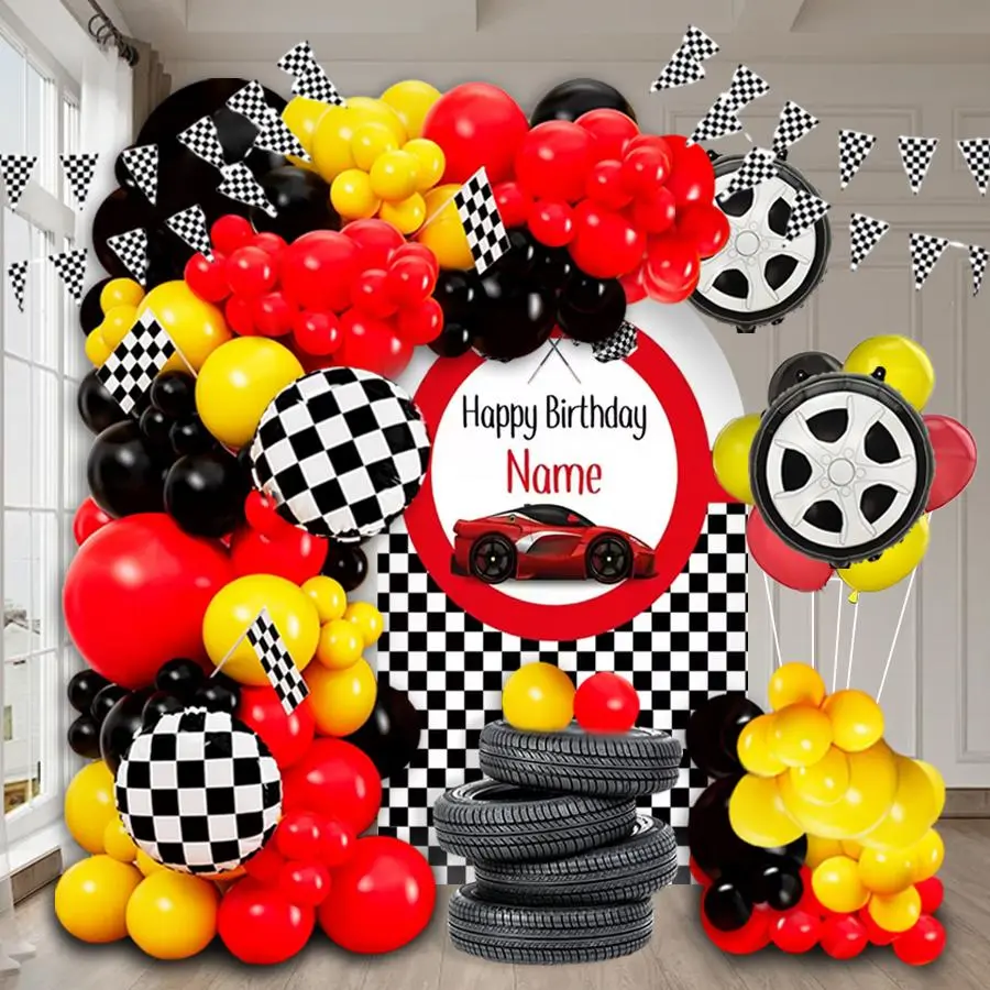 Race Car Theme Balloon Arch Kit, 121pcs/set Balloon Garland Arch Kit, Birthday Party Decoration Supplies for Boys, Home Party Decor, Balloon Arch Balloons