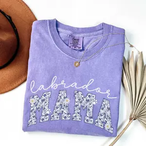 Comfort Colors Toile Labrador Mama Shirt, Floral Retriever Crewneck, Daisy Black Lab Mom Tee, New Chocolate Lab Owner Gift, Dog Lover Gift Cotton Fabric Top Tshirt
