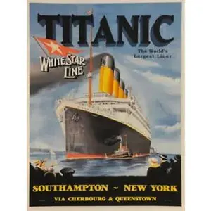 1912 Titanic Poster Print, White Star Line Vintage Style Travel Poster Wall Art