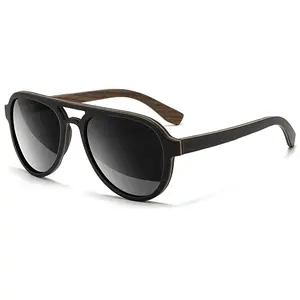 SUNGAIT Oak & Maple Wood Retro Aviator Sunglasses for Women Men Classic Pilot Style Polarized UV400 Lenses for Driving Beach Travel Double Bridge SGT247