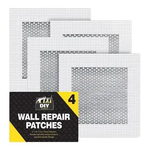 Yitap 4-Piece Wall Repair Patch Set, Mesh Patches, Reinforced Aluminum Grid Mesh Self-Adhesive, Quick Fix for Wall Damage, Holes Cracks Light Hole, Professional DIY Repair Kit