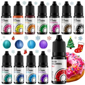 Liquid Food Coloring 12×0.41 Fl oz/bottle Set Color Food Grade Tasteless Dye for Baking Cake Decor Easter Egg Icing Fondant DIY Cooking Kit for Christmas Birthday Festival