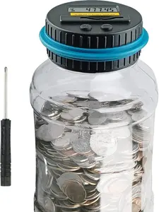 Large Piggy Banks for Adults, Digital Counting Money Jar, 1.8L Capacity Coin Counter Machine with LCD Counter, Change Jars for Saving for Boys, Designed for All US Coins Decor Ornaments