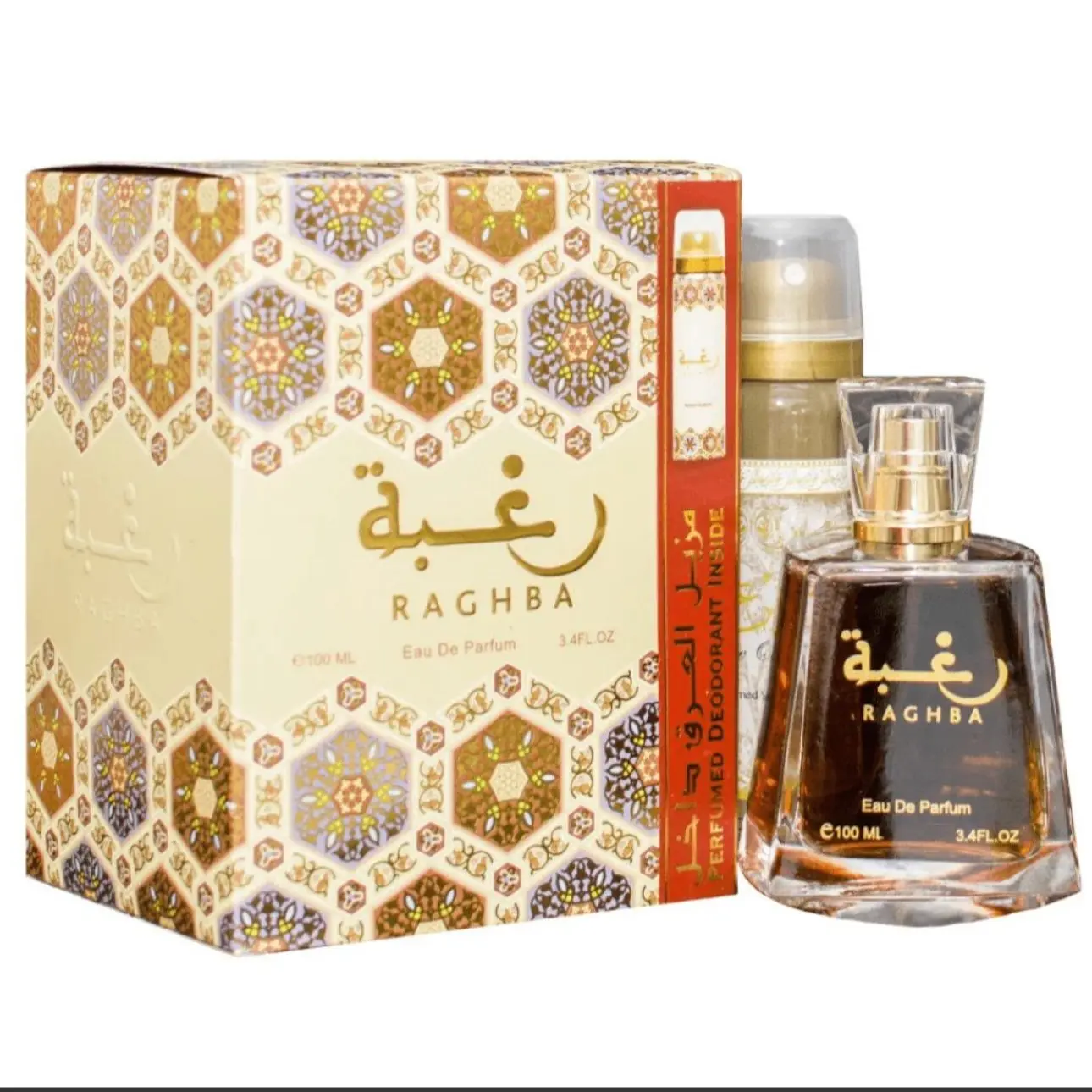 Lattafa | Raghba | Women's Fragrance | 100 ML 3.4 OZ | Eau De Parfum | Agarwood - Saffron & Cinnamon