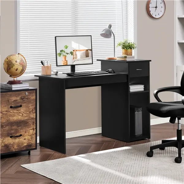 Yaheetech Computer Desk with Storage Drawer and Monitor Stand, Wooden PC Laptop Desk, Modern Simple Style Computer Workstation Study Writing Desk for Home Office Yaheetech Computer Desk with Storage Drawer and Monitor Stand, Wooden PC Laptop Desk, Modern Simple Style Computer Workstation Study Writing Desk for Home Office
