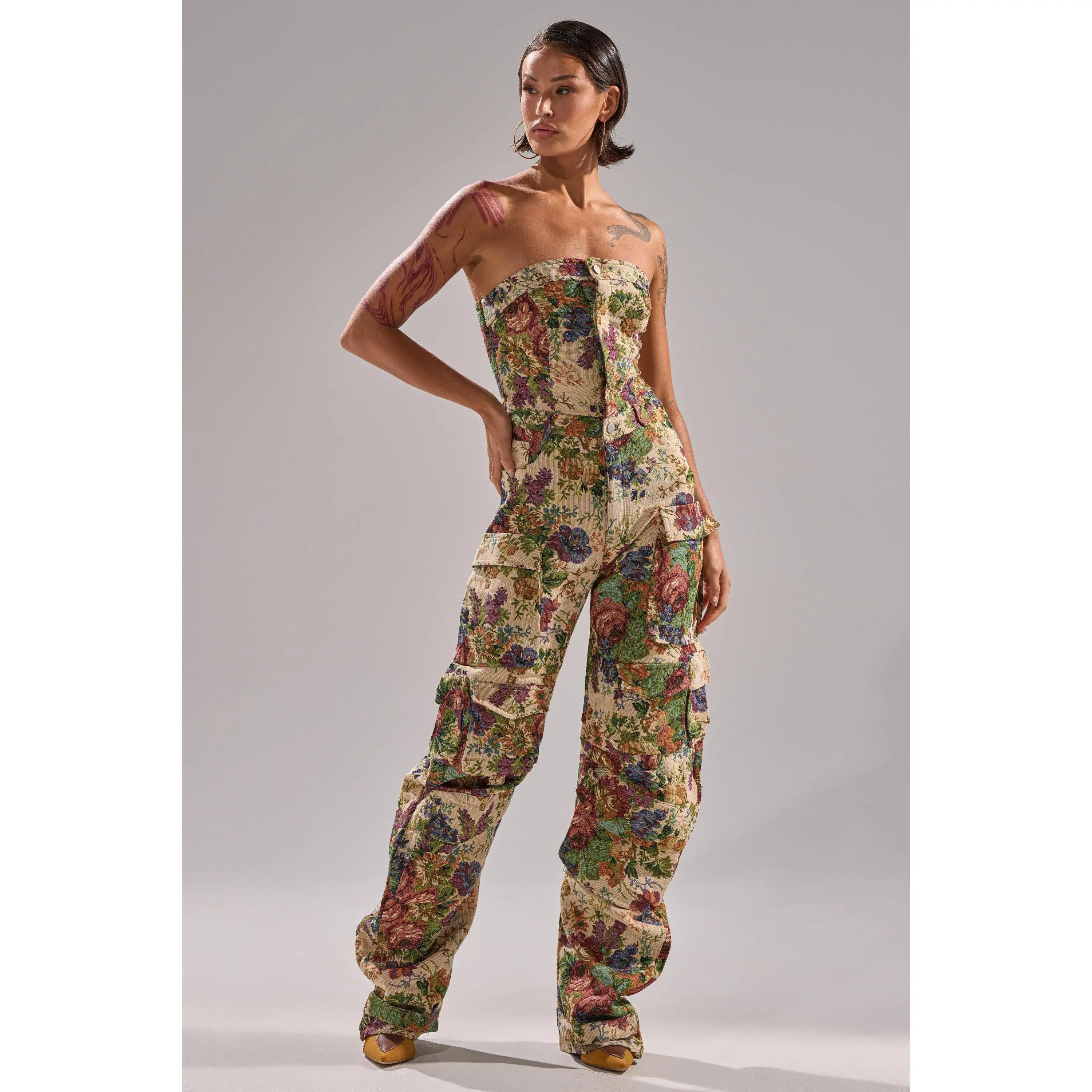 IN HER ELEMENT FLORAL WOVEN JUMPSUIT