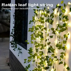 1pc, 100LED Solar Ivy Vine With Fairy Lights, Artificial Ivy Leaf Plants Lights, 33ft Solar Ivy Fairy Tale Lights, Artificial Vine String Lights, Suitable For Party Wedding Holiday Garden Room Christmas Halloween Thanksgiving Decor (including Battery)