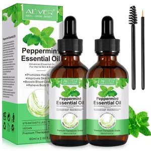 ALIVER Peppermint Oil 60ml (with two brushes) effectively reduces dandruff, leaving hair healthy, smooth, and balancing skin's oil and moisture levels. It's a 2-in-1 skincare and haircare essence.