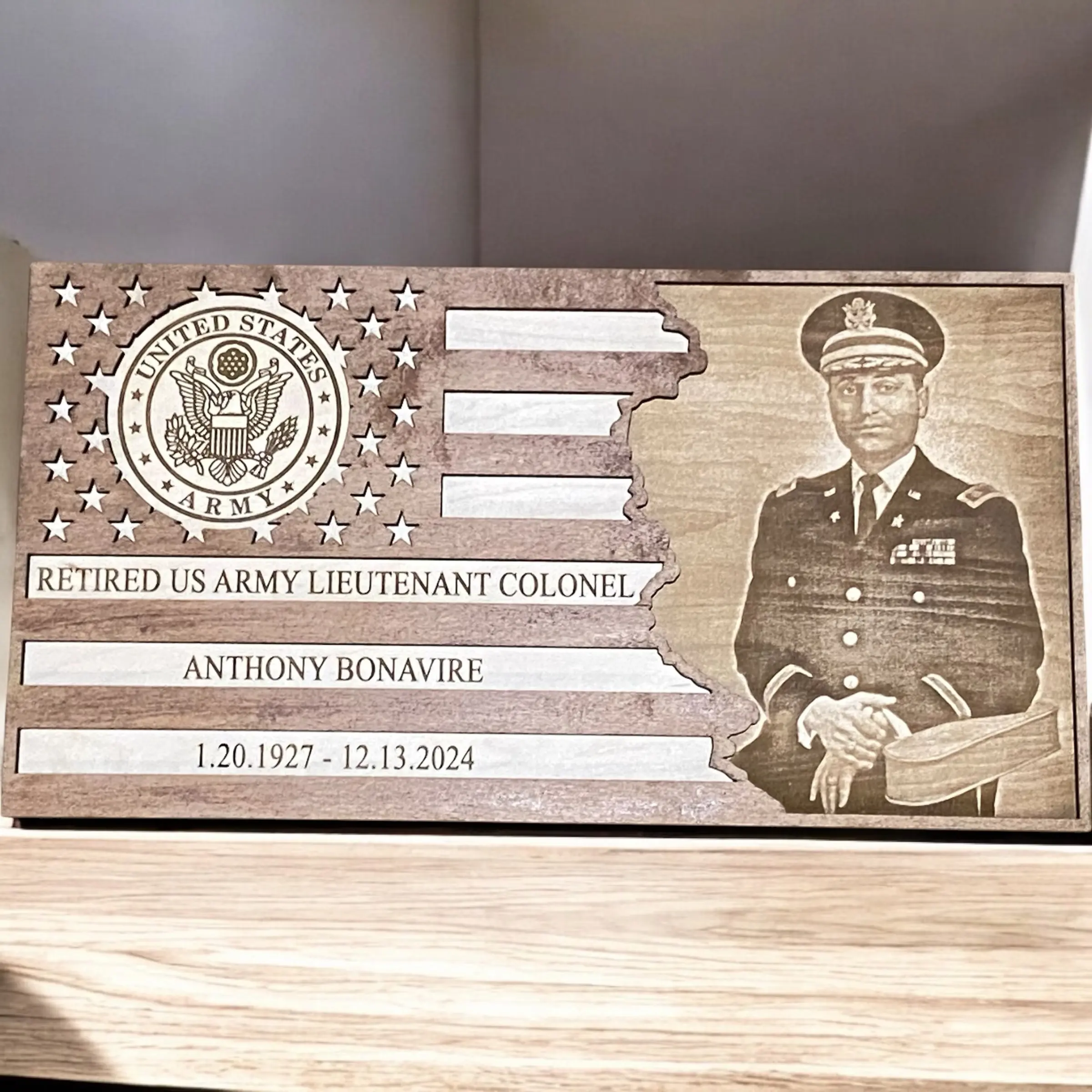 Laser Engraved Photo Flag, Military Gifts, Memorial Gifts, Father's Day Gift, First Responder Gifts, First Responder Memorial. Personalized Gifts