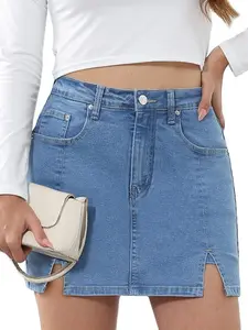 Genleck Denim Skirts for Women High Waisted Y2K Jean Skirt with Split Cute Skorts Shorts Fit Womenswear