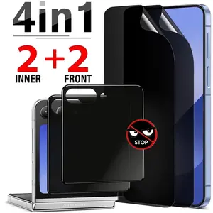 4 in 1 Privacy Tempered Glass Screen Protector for Samsung Galaxy Z Flip 7/6/5 5g, 9h Hardness Anti-Spy&Full Coverage Soft Hydrogel Film，Anti-Scratch，Galaxy Z Flip7 Accessories, Cellphone, Smartphone, Protection, Protective