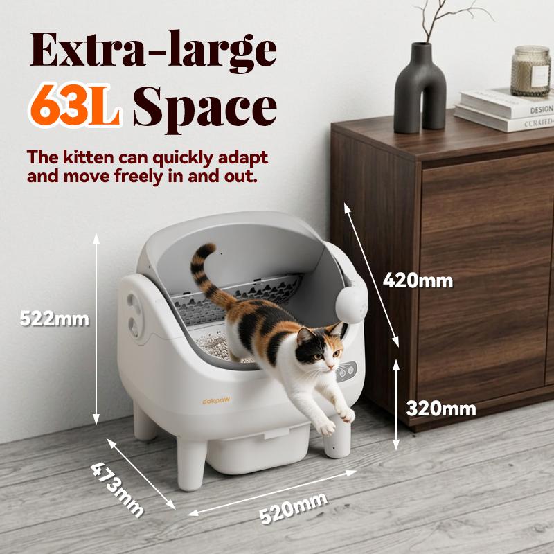 POKPAW Smart Spray Automatic Cat Litter Box, Deodorizing Spray for Summer, US Local Fast Shipping, 1-Year Free Replacement for Non-Artificial Damage