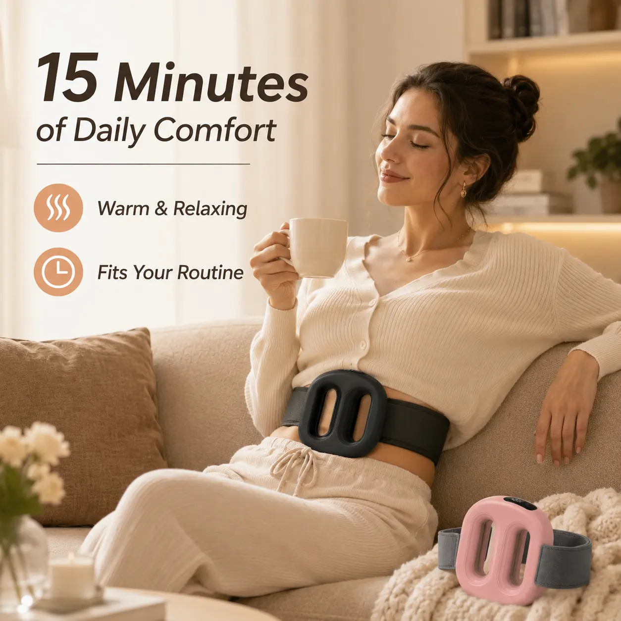Vibrating Fascia Massage Ring for Muscle Relaxation, Wireless Rechargeable Personal Care Massager with Adjustable Intensity for Neck & Back Fitness Recovery, Beauty Products