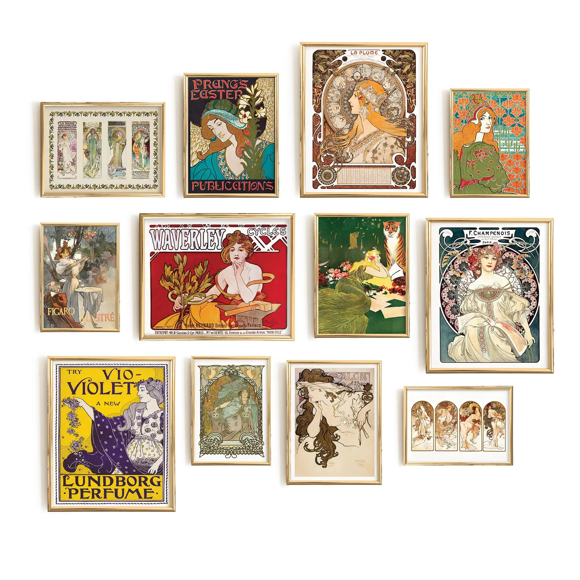 Set 12 Vintage Eclectic Wall Art - Maximalist Wall Decor, French Country Wall Art, Art Nouveau Decor Famous Art Prints Gallery Wall Decor, Alfons Mucha Poster Colorful Home Decor (8X10 in UNFRAMED)