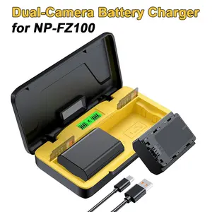 Np-Fz100 Camera Battery Charger, Pd20w Fast Charging, Portable, Dual Slot, LCD Display, Compatible with Sony A7 Iii, A7r V, A7r Iv, A7r Iii, A7s Iii, Fx3, Fx30, Alpha 6600