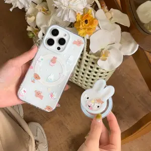 Magnetic Bunny Star Protective Phone Case Casing Accessories for iPhone 17 Pro Max, 16 Pro Max, 15 Pro Max, 14 Pro and 13 Pro, Simple Fashionable Design Cover for Women