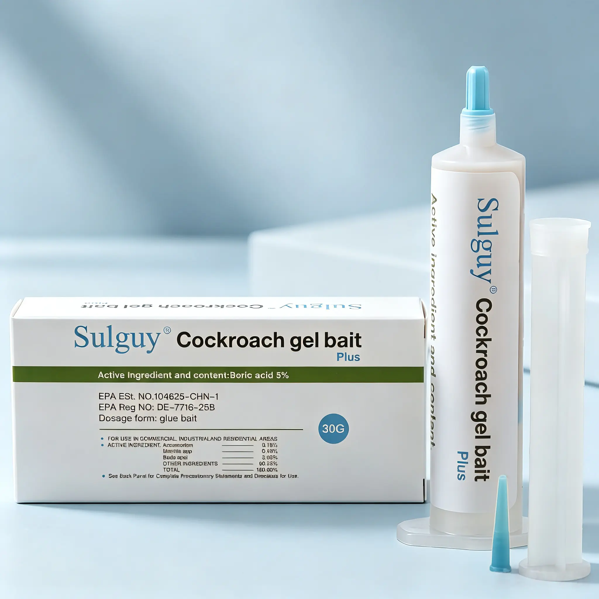 Sulguy Cockroach Gel Bait Repellent - 1x30g Tube, 1 Plunger, 1 Tip - Indoor-Outdoor Pest Control for American, German & Major Cockroach Species
