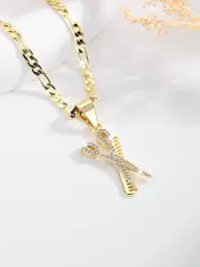 Fashionable Elegant Scissors Comb Charm Necklace, Gold Plated Copper Hairdresser Design Pendant Jewelry, Holiday Gift Blessing