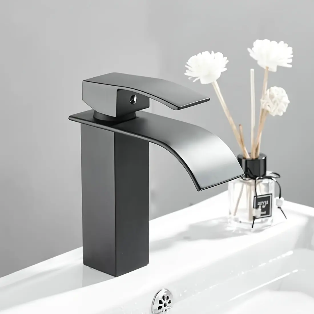 Modern waterfall basin faucet, waterfall bathroom faucet, bathroom sink faucet, basin bathroom toilet counter faucet, hot and cold water available, Waterfall Faucet For Bathroom Sink, Faucets For Bathroom Sinks