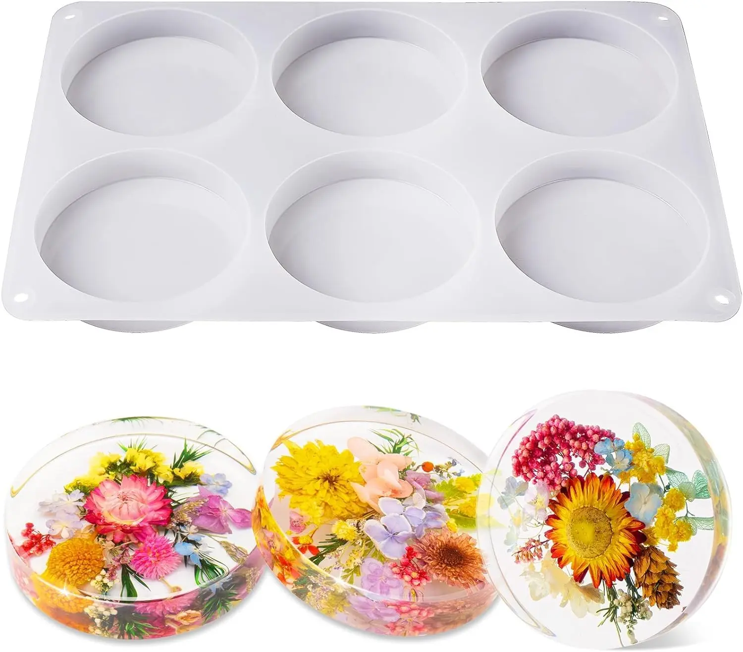 LET'S RESIN Extra Deep Resin Coaster Molds Silicone,4 Inches Silicone Molds | 6 Cavity Flexibility Round Molds for Resin, Epoxy Coaster Molds for Cups Mats, DIY Craft, Flower Bouquet Preservation