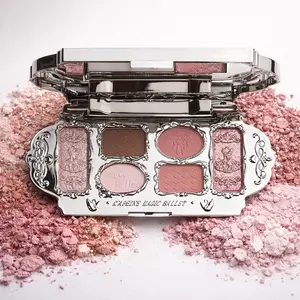 6 Color Magic Ballet Eyeshadow Palette, Silver Carved Shell, Shades, Beauty Eyeshadows, Matte & Shimmer Finish, Elegant Princess Style